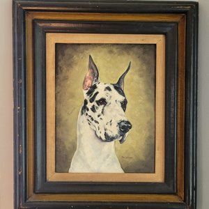 Genuine Painting Great Dane Vintage/Antique. One of a Kind. Portrait. RARE
